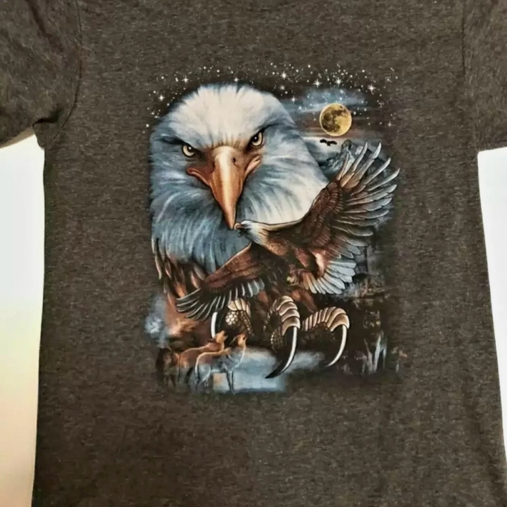 EAGLE BIG FACE Men's Size L Gray T Shirt Cotton 100% Thai NWOT